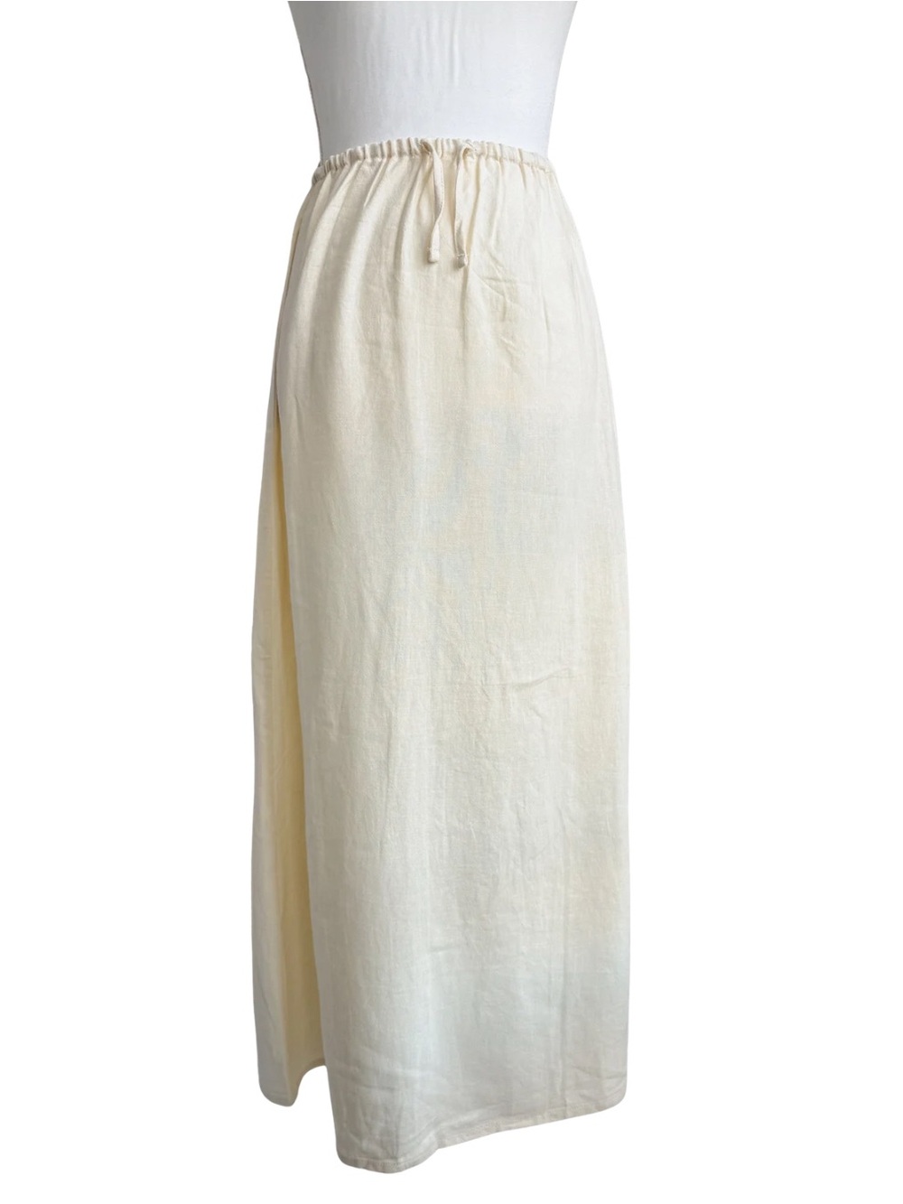 WeWoreWhat Linen Blend Tie Waist Midi Antique White Boho Skirt Womens XS NEW